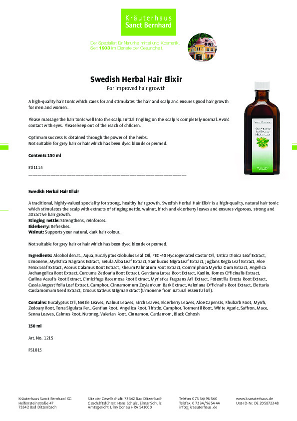 Dầu dưỡng tóc Swedish Bitters Hair Tonic - TTSHOP Việt Nam |Trang phân phối  Dược mỹ phẩm cao cấp của Sanct Bernhard CHLB Đức