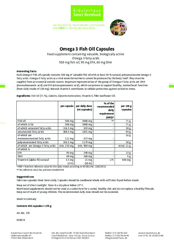 Viên nang dầu cá Omega 3 500mg Omega 3 Fishoil-Capsules 500mg