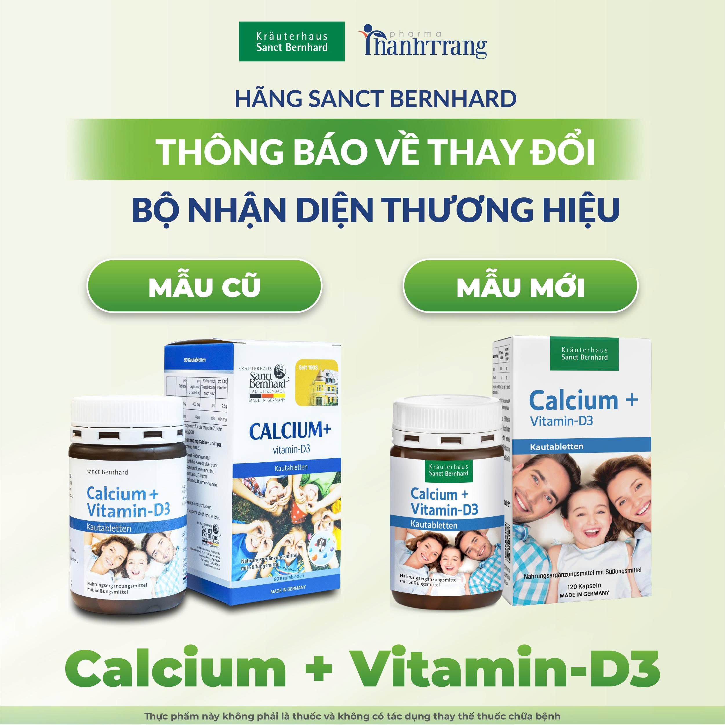 CALCIUM + VITAMIN - D3 - Viên nhai bổ sung Canxi hương vị socola 90 viên
