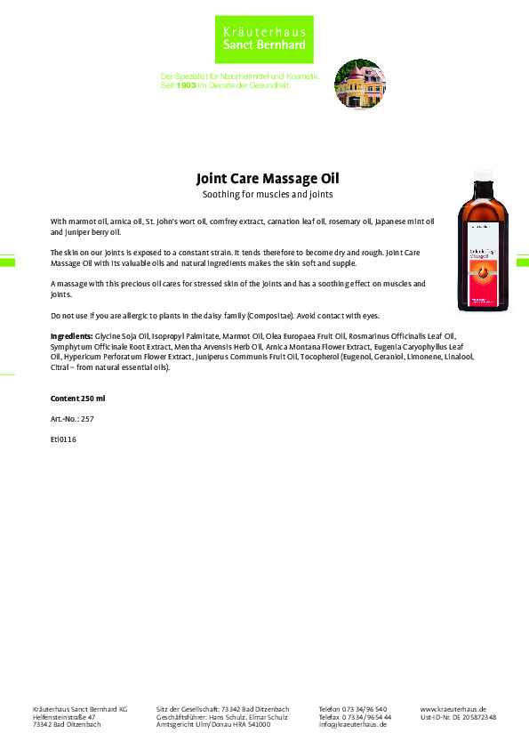 Dầu xoa bóp giảm đau khớp Sanct Bernhard Joint Care Massage Oil