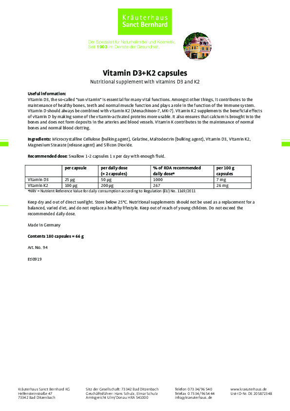 Viên nang bổ sung vitamin D3 K2